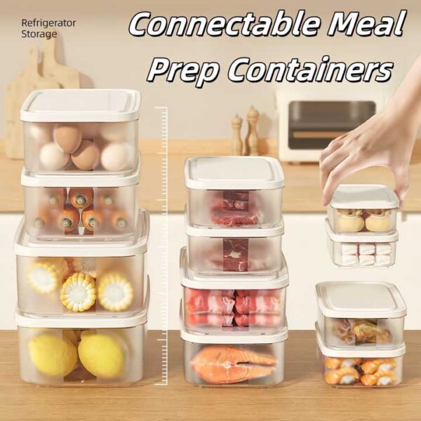 Fridge Storage Boxes with Removable Drain Plate and Lid – Stackable Plastic Containers for Fish